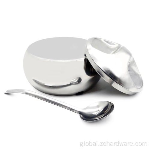 Sugar Coffee Container Set 3 Pack Countertop Stainless Steel Sugar Bowls With Lid Spoon Supplier